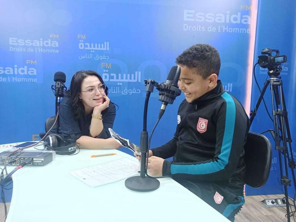 Najoua and a young presenter on "Essaida FM"